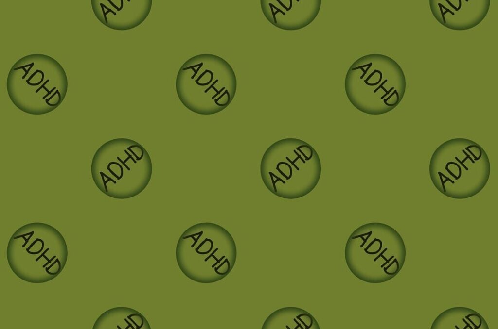 Zeleno ozadje z napisi ADHD